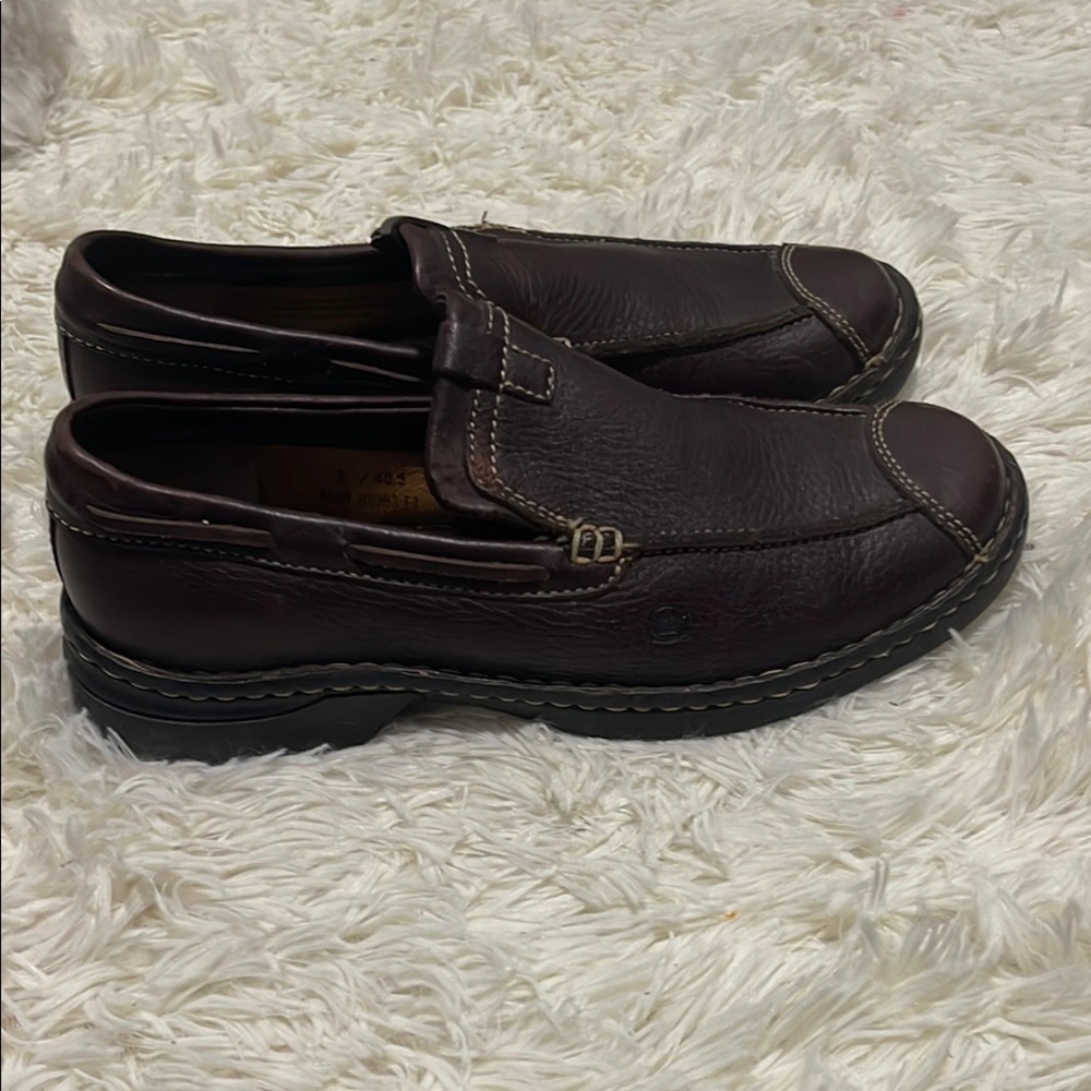 Women’s Born Brown Leather Cap Toe Slip on Loafers, Size: 40.5/9, B6393 F2